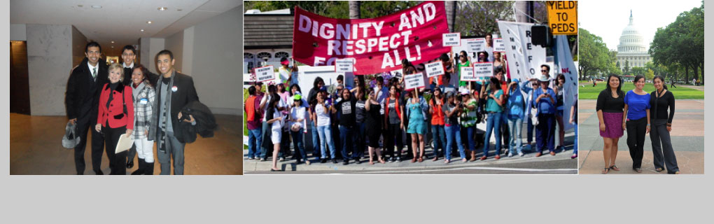 CA Dream Network members lobby and advocate for the DREAM Act in Capitol Hill (left and right pictures). CHIRLA and the CDN organize their first successful civil disobedience action in protest against the rule of law in the city of Costa Mesa. 
